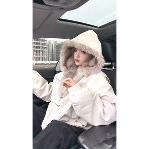 现货高品质美式高街冬季重磅硬挺短款座山雕毛领棉衣男女加厚外套图片