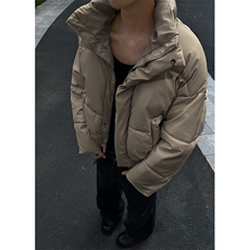 现货5W件冬季三防重磅硬挺boxy短款羽绒立领PU皮棉衣外套加厚棉服，男装棉衣，电商A486-1