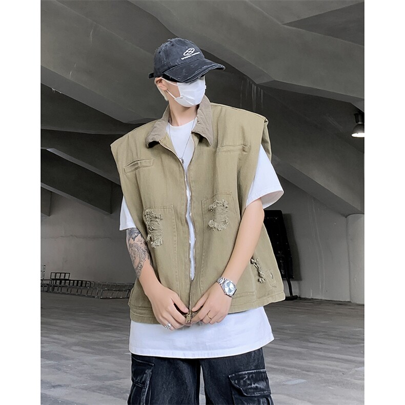 机能工装马甲男港风宽松衣ins潮牌个性无袖外套MJ0612-P60,男装工装外套,星座308B-2