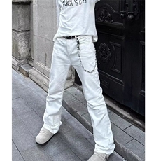 【有货】DK8682-P40白色牛仔裤男高个子加长裤美式vibe显瘦微喇裤，男装牛仔裤，星座603-2
