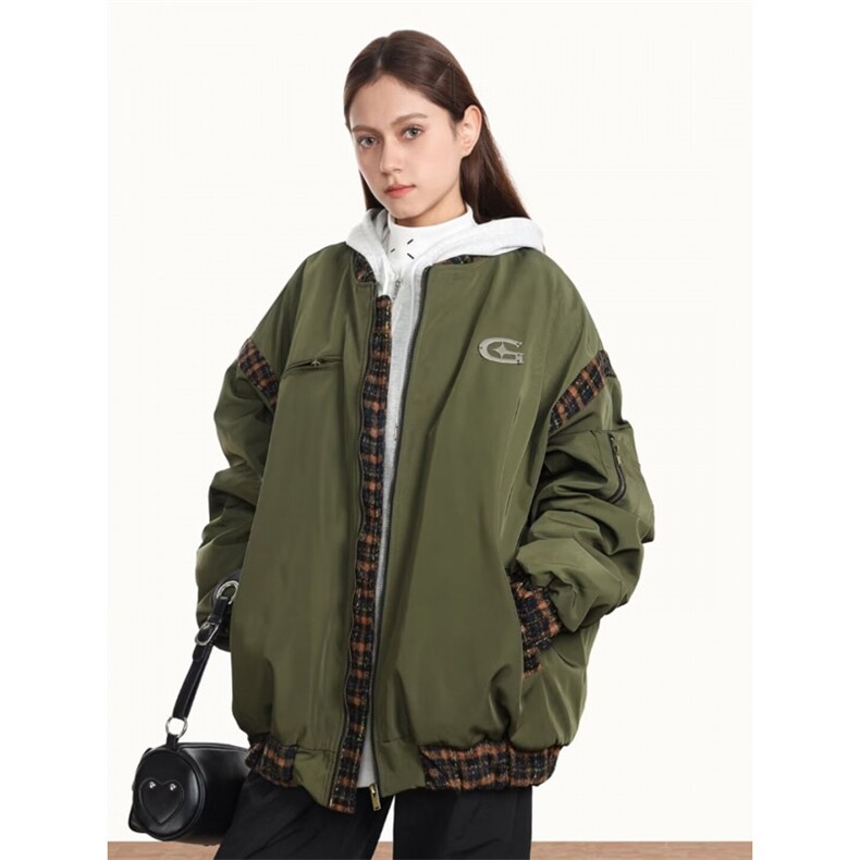 W11024-P73网图现货春季新款美式复古拼接棒球服飞行员夹克外套,男装夹克,星座1608