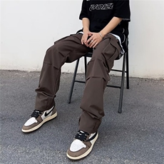 时尚潮牌男潮休闲裤纯色青春流行直筒型港风工装裤K41-P45，男装休闲裤，星座1109-3