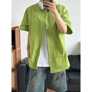 夏季新款速干短袖刺绣衬衫潮流港风宽松百搭男半袖CS285-P35