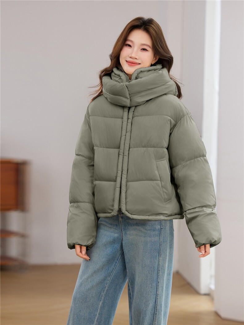 白色潮流气质减龄短款连帽棉服外套女2025年冬季新款加厚保暖棉衣,女装棉衣/棉服,江南富贵女