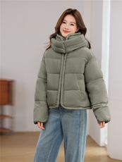 白色潮流气质减龄短款连帽棉服外套女2025年冬季新款加厚保暖棉衣，女装棉衣/棉服，江南富贵女