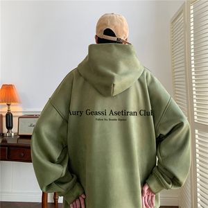 ！麂皮绒连帽卫衣 直播品质重磅400克Aury印花JL7110-P45图片