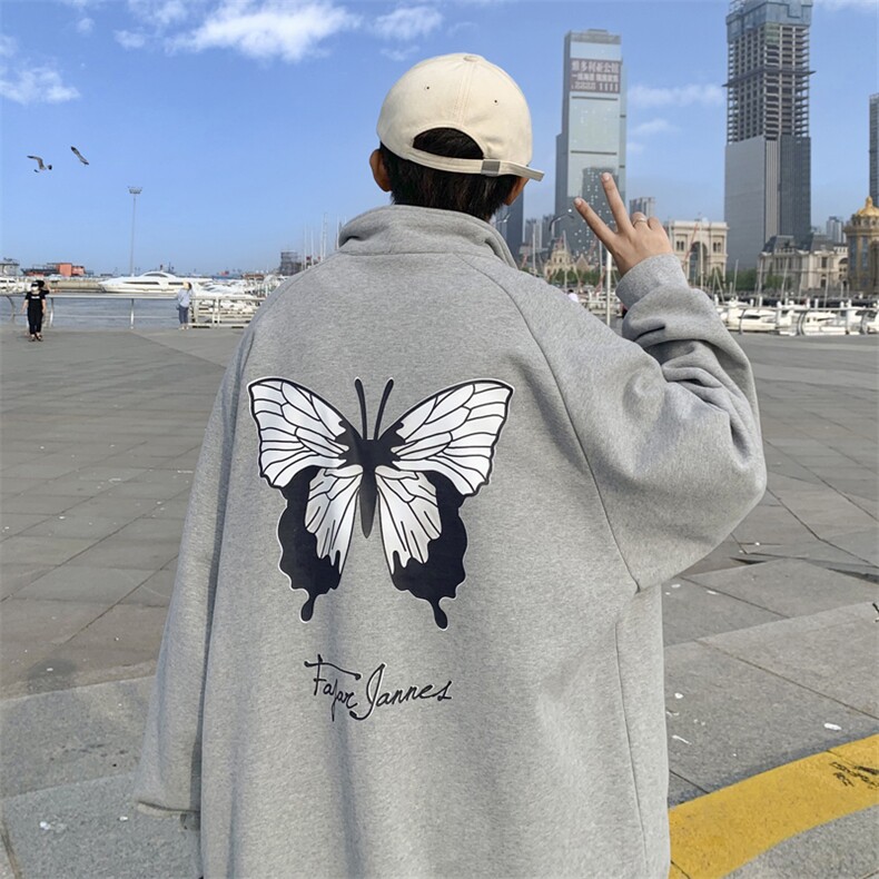 Y8880P45港风外景新款潮流学生青年秋装港风立领开衫休闲卫衣，男装卫衣，电商A026-1