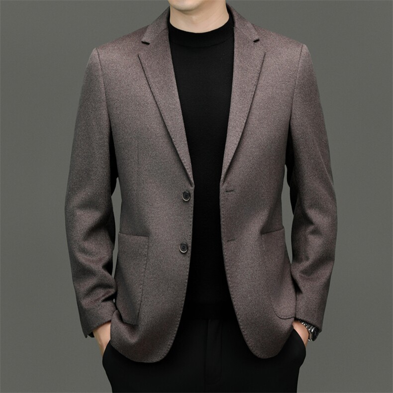 2025新款中年山羊绒西服外套男士休闲中青年绵羊毛西装上衣，男装西服，钱塘723