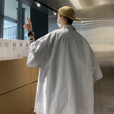 衬衫男韩版潮流条纹文艺短袖帅2023夏季新款isn宽松外套CY153-P32，男装衬衫，星座412-3