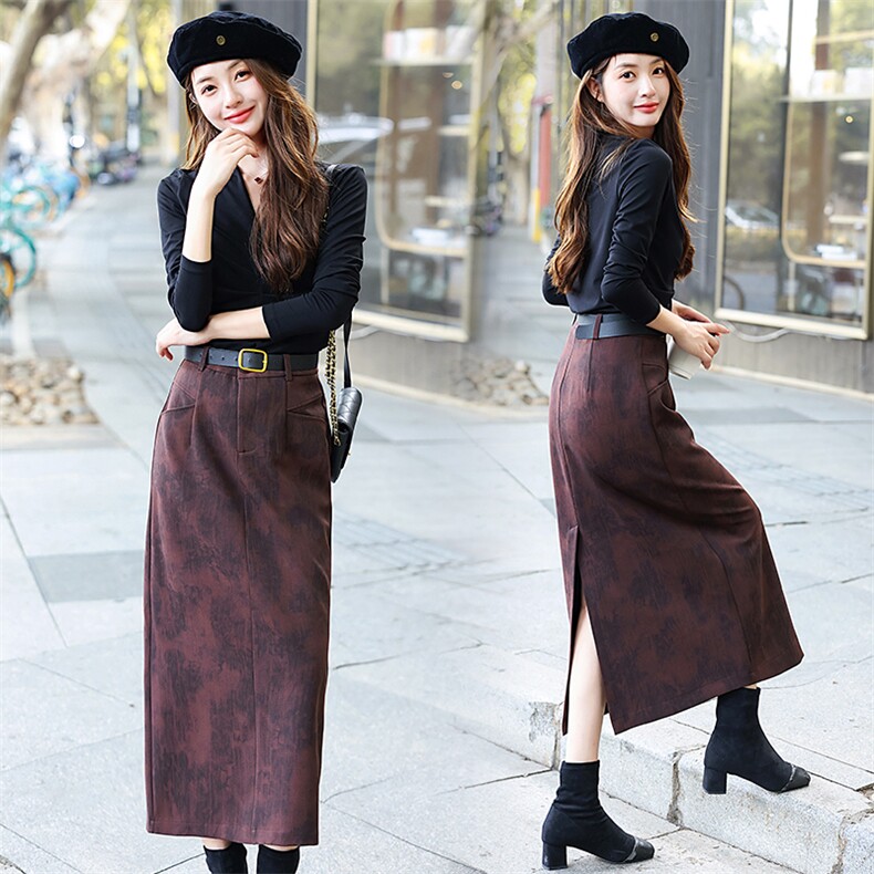 套装裙子2024秋装新款气质时尚休闲V领上衣两件套，女装套装/套裙，天丝秀