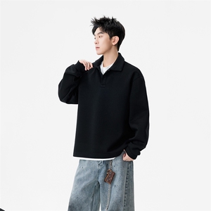 现货polo领长袖翻领卫衣男秋季新款休闲宽松上衣-A2278TP50控89,polo领上衣搭配图片