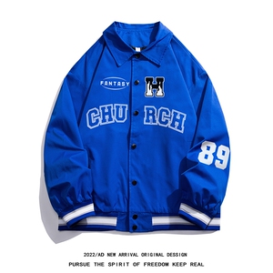白底23春季美式hiphop炸街设计感ins潮流翻领夹克外套G721P65控88图片