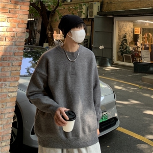 亨利领毛衣外套男秋冬季纯色复古高级感cleanfit针织衫图片
