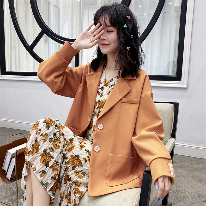 【现货】2021年秋季宽松显瘦西装166-XZ02P90控148杏色,女装西装,茜茜公主