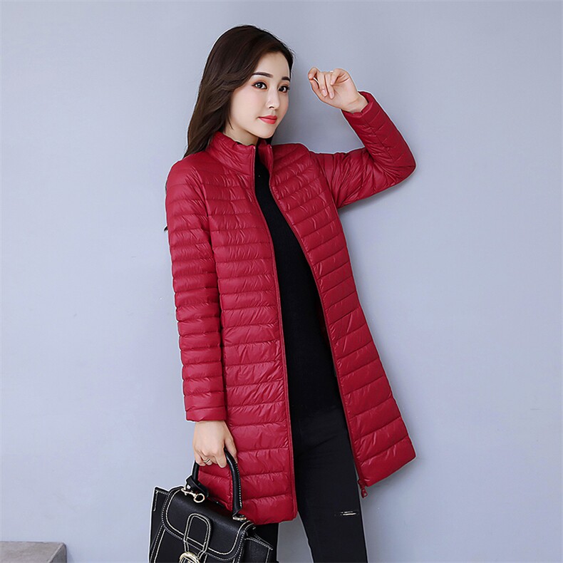 2023春秋款羽绒服通勤白鸭绒中长款修身薄款时尚气质百搭,女装羽绒服,阳光伊恋