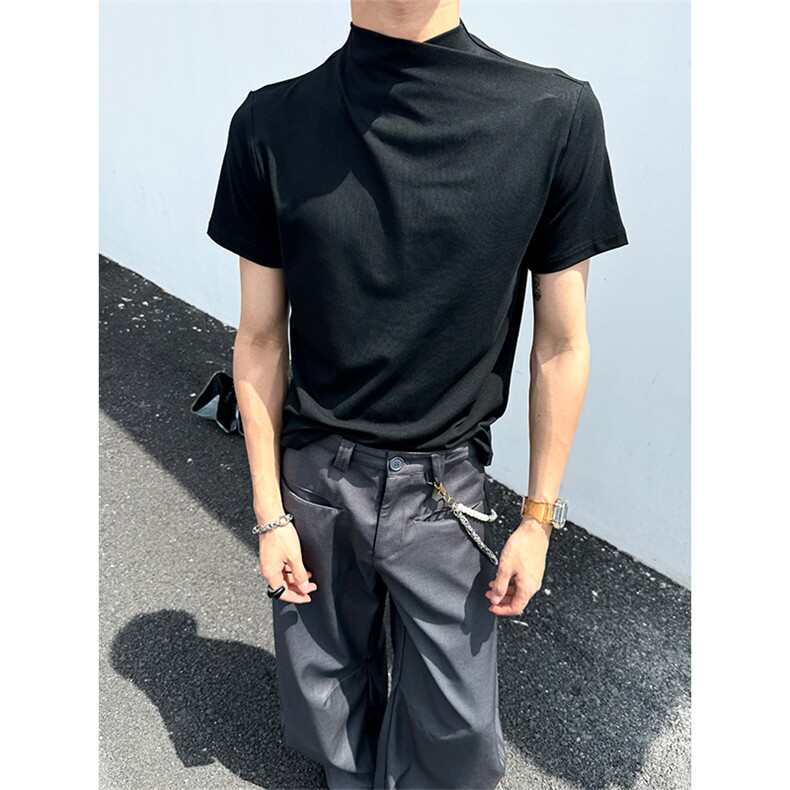 【自拍图】XZ10-1005-1-TTH00319-P38现货交叉连身领针织短袖T恤,男装T恤,星座1005-1