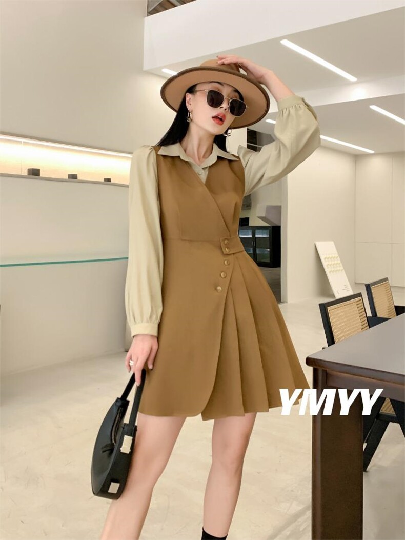 现货秋装新款衬衣连衣裙两件套，女装连衣裙，依美依缘