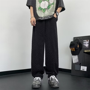 星空纹牛仔裤男夏季设计感潮牌美式直筒微喇阔腿裤子 N1396图片