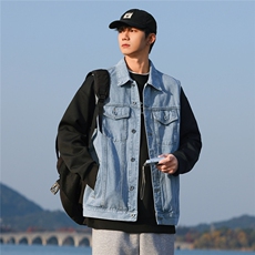 牛仔马甲潮男2025年春秋潮牌宽松无袖坎肩夹克工装外套MJ111-P50，男装背心/马甲，星座1103-3