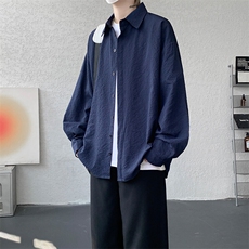 8XL-M泡泡纱盐缩肌理长袖衬衫男夏季冰丝外套防晒衬衣CS29007P40，男装衬衫，电商B312