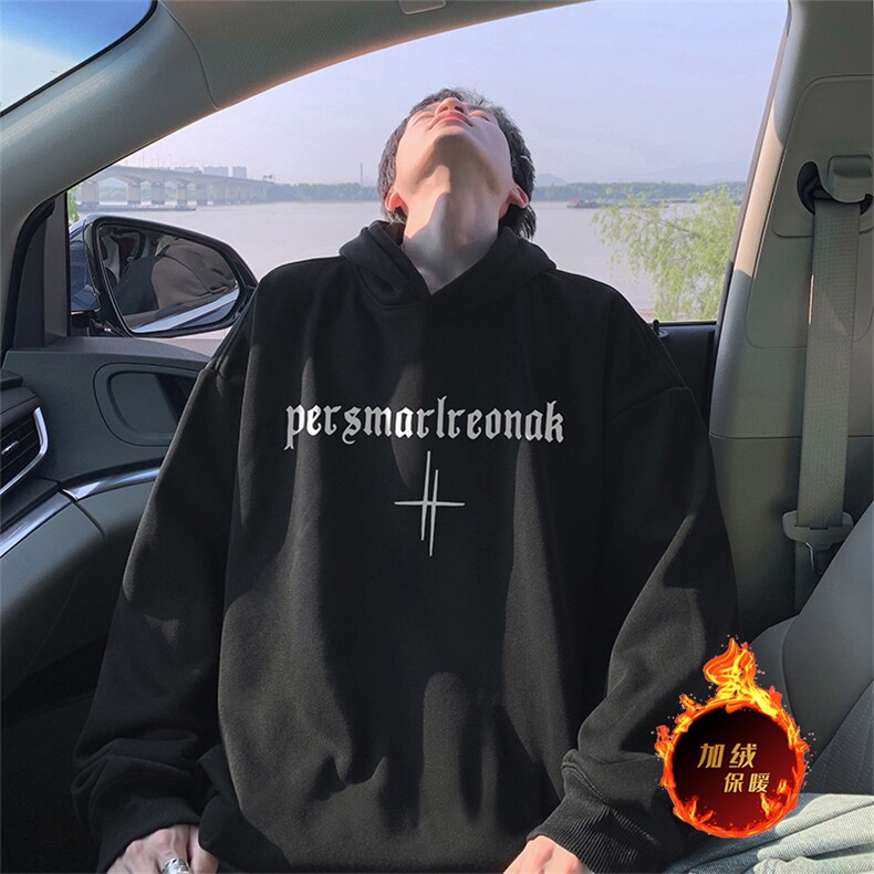 抖音得物供货可提供视频秋冬重磅美式宽松连帽卫衣WKD38,男装卫衣,电商A486