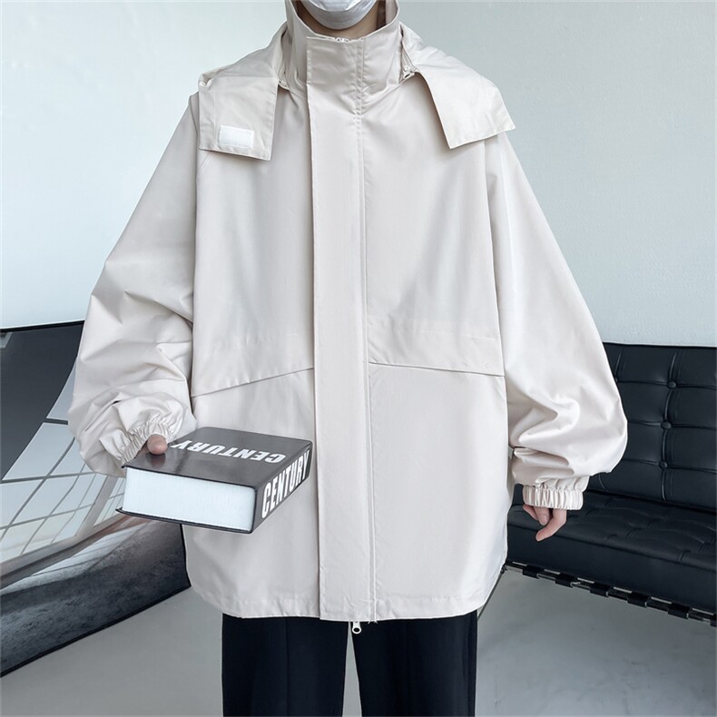 JK9086/P75春装新款个性可拆卸帽子外套男防风防水冲锋衣夹克男,男装夹克,电商A141