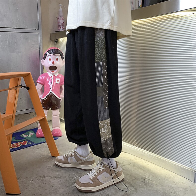 秋季休闲裤长裤炸街九分ins抽绳束脚灯芯绒裤子A125-BK910-P50,男装休闲裤,电商A071