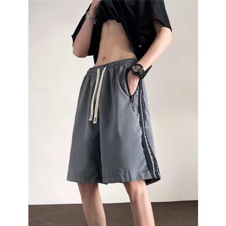休闲短裤男韩版潮流拼色条纹2024夏季新款ins帅气五分裤K5151-P30,男装休闲裤,星座412-3