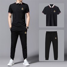 2023年夏款潮流休闲时尚男士运动短袖套装P120，男装休闲套装，电商D223-1