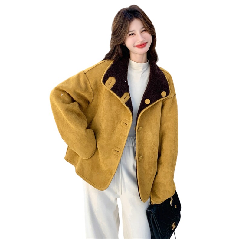 已出大货两面穿撞色皮毛一体2D001-6728-P215-K328,女装短外套,2D001