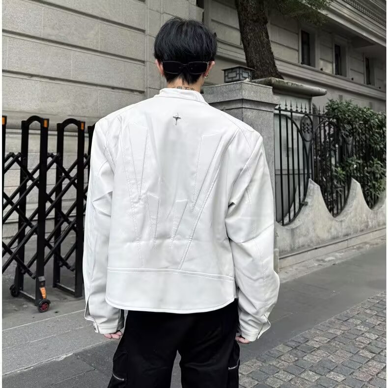 金属装饰外套男潮小众设计高级感高街工装风情侣皮衣夹克3370/P78,男装夹克,星座506