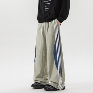 8XL-M 加绒加厚条纹工装裤束脚休闲阔腿美式运动裤男K9116P58控78图片