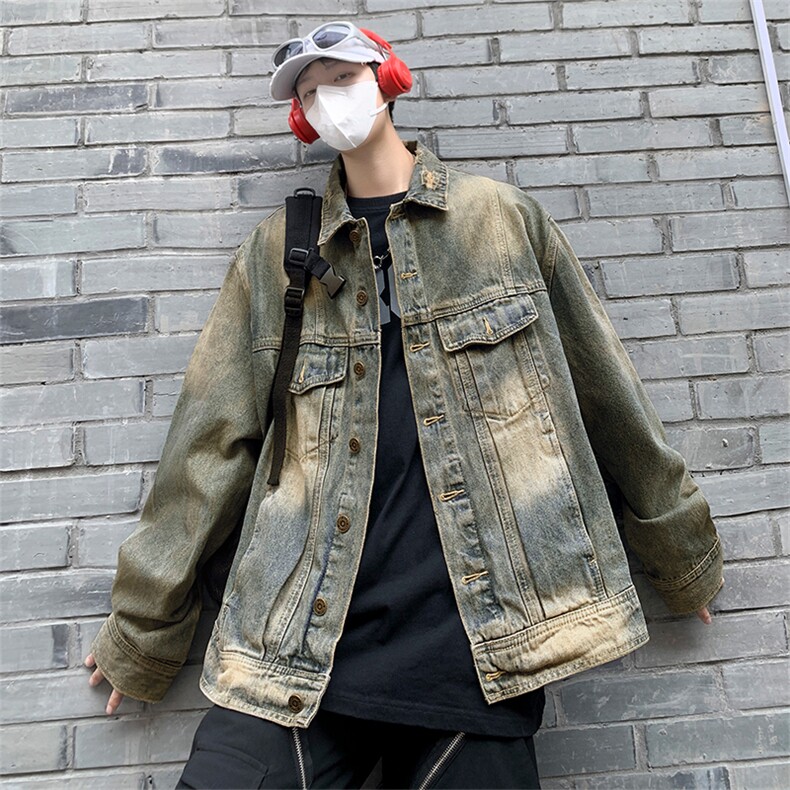 垫肩牛仔夹克外套男潮牌炸街夹克痞帅潮流百搭JK08201-P65,男装夹克,星座308B-2