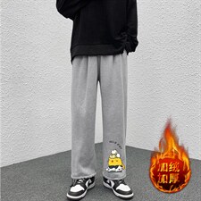 K13090-P35加绒-P45可束脚加厚加绒运动裤男大码宽松直筒卫裤男，男装休闲裤，电商A040