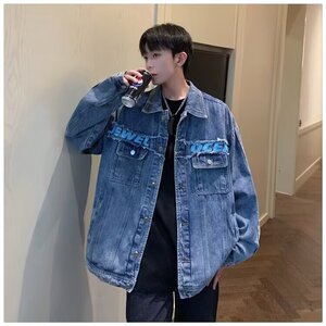 Y8001-P45 牛仔外套男秋季高街潮牌休闲夹克港风帅气宽松学生图片