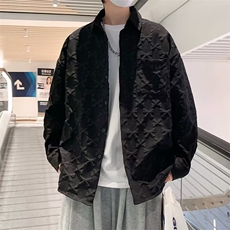 2023秋季发泡印花纯色衬衫男韩版潮流宽松衬衣外套W5254-P38，男装衬衫，星座512-2