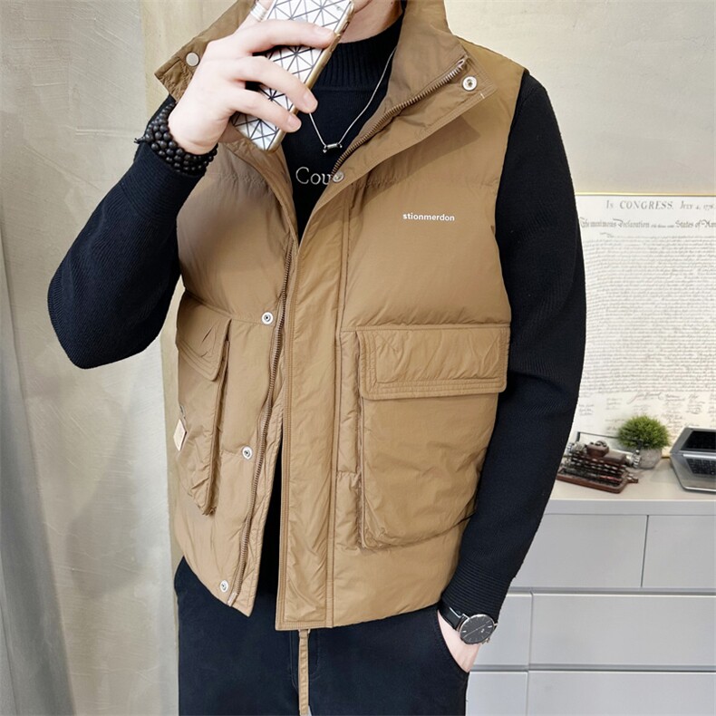 短款立领羽绒马甲男休闲日系面包服保暖外套马甲背心M6096-P130,男装背心/马甲,电商A237