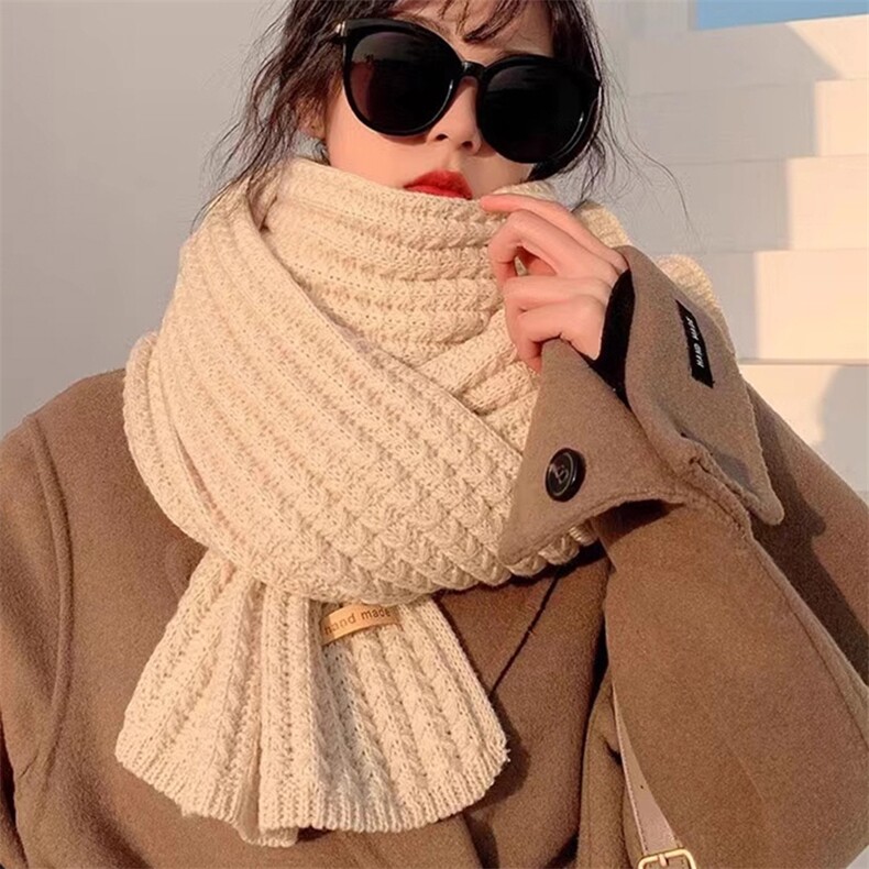 2025年秋季时尚百搭通勤简约休闲重工钩花工艺围巾，围巾，美雪羊绒