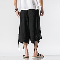 夏季大码风男女棉麻休闲裤暗黑坠感飘带古风汉服宋裤K92/P85，男装民族服装，钱塘713