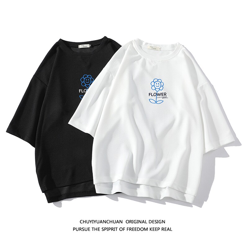 春夏季七分袖t恤男大码五分袖男短袖中袖白底Q11274-P30,男装T恤,电商A040A