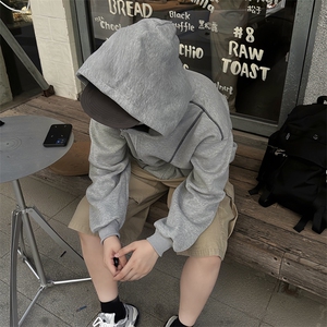 抖音得物高品质秋冬美式高街重磅结构辑明线纹理连帽卫衣外套W111图片