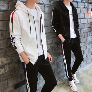 有报告秋季金丝绒两件套休闲卫衣套装男士外套DS159T图片