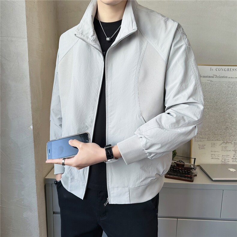 2026新款春季夹克男士高端拼接立领男装休闲外套A313-8606-P115,男装夹克,电商A313