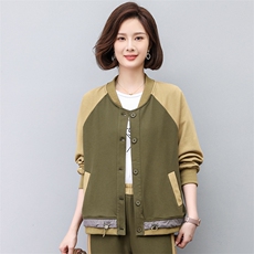 时尚拼色宽松短外套女春秋新款休闲百搭显瘦棒球服上衣，女装短外套，悦见她