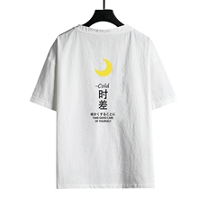 YT26047-P30亚麻短袖t恤男大码五分袖男宽松七分袖网格挂拍，男装T恤，电商A040A