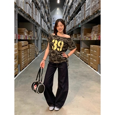 美式复古绿松石丹宁色牛仔裤百搭宽松阔腿小众铆钉弯刀裤子，男装牛仔裤，星座1210-1
