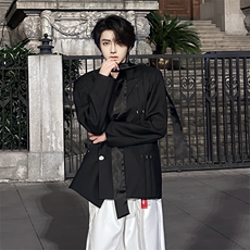 (图）2025年春季新款高级感垫肩西服(配丝带）2011-P110，男装西服，星座910-5