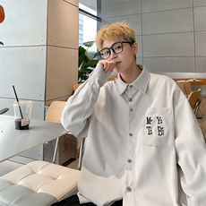 宽松休闲美式肌理感百搭衬衫潮流简约情侣衬衫复古薄款大码外套衣，男装衬衫，星座201-2
