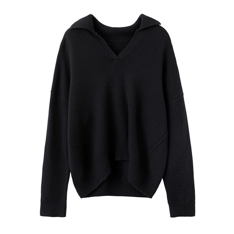 2024年秋季V领慵懒风羊绒衫女宽松显瘦大翻领针织打底衫，女装羊绒衫，星纬羊绒