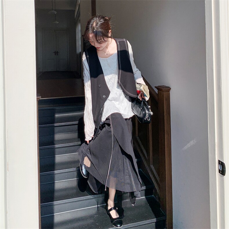 主推！内搭+马甲+半身裙显瘦三件套装2b237-6206-p195k318,女装套装/套裙,2B237